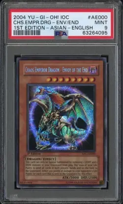 PSA 9 Mint 2004 Chaos Emperor Dragon IOC-AE000 Secret Rare 1st ED YuGiOh English - Image 1