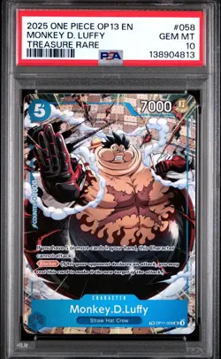 2025 ONE PIECE OP13 058 CARRYING ON HIS WILL MONKEY D LUFFY TREASURE RARE PSA 10 - Image 1