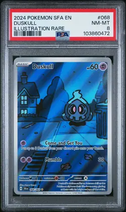 2024 POKEMON SFA EN-SHROUDED FABLE ILLUSTRATION RARE #068 DUSKULL PSA 8 - Image 1
