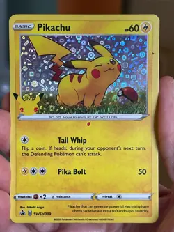 POKEMON PIKACHU SWSH039 PROMO BLACK STAR HOLO GENERAL MILLS ERROR MISPRINT - Image 1