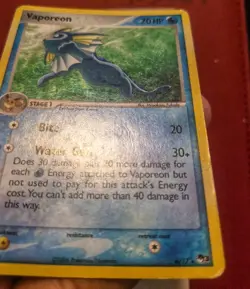 Swirl Vaporeon 6/17 Pokemon Pop Series 3 Holo Mp - Image 3
