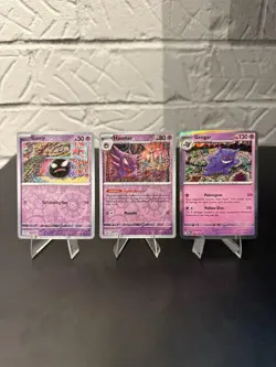 Pokemon 151 Gastly 092/165 Haunter 093/165 Gengar 094/165 Reverse Holo Art Set - Image 1