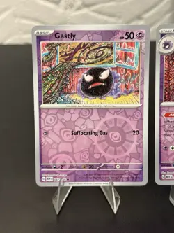 Pokemon 151 Gastly 092/165 Haunter 093/165 Gengar 094/165 Reverse Holo Art Set - Image 2