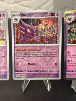 Pokemon 151 Gastly 092/165 Haunter 093/165 Gengar 094/165 Reverse Holo Art Set - Image 3