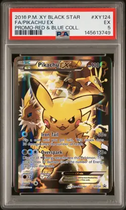 2016 POKEMON XY BLACK STAR PROMO XY124 PIKACHU EX RED & BLUE COLLECTION PSA 5 - Image 1