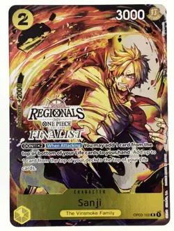 Sanji OP03-102 EN ONE PIECE TCG 2024 ONLINE REGIONALS Finalist-NM - Image 1