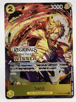 Sanji OP03-102 EN ONE PIECE TCG 2024 ONLINE REGIONALS WINNER-NM - Image 1