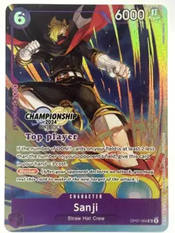 Sanji OP07-064 EN ONE PIECE TCG 2024 Championship Top Player-NM - Image 1