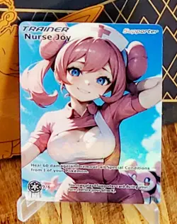Pokemon Nurse Joy Anima Waifu Sexy Doujin ACG DIY Trainer Full Art Card Holo - Image 1