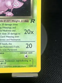 Pokemon TCG Dark Weezing 14/82 Team Rocket Holo Rare LP+ - Image 4