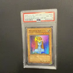 2002 YU-GI-OH! LOB-LEGEND OF BLUE EYES WHITE DRAGON 1ST ED MYSTICAL ELF PSA 8 - Image 1