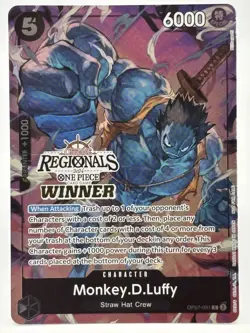 Monkey D. Luffy OP07-091 EN ONE PIECE TCG 2024 OFFLINE REGIONALS WINNER-NM - Image 1
