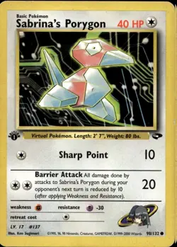 Sabrina's Porygon 1st Ed 98/132 Common WOTC Gym Challenge Pokemon - Image 1