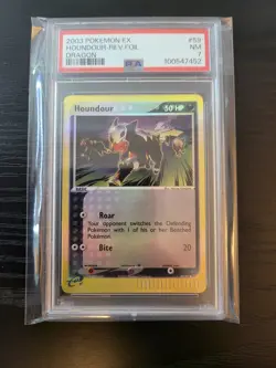 Pokemon TCG 2003 EX Dragon Houndour Reverse Foil 59/97 PSA 7 - Image 1