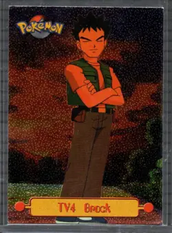 BROCK Pokemon 1999 Topps #TV4 Black Logo TV Animation Edition Holo FOIL Textured - Image 1