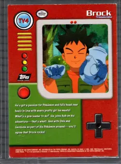 BROCK Pokemon 1999 Topps #TV4 Black Logo TV Animation Edition Holo FOIL Textured - Image 2