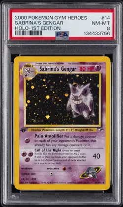 2000 POKEMON GYM HEROES HOLO-1ST ED #14 SABRINA'S GENGAR PSA 8 - Image 1