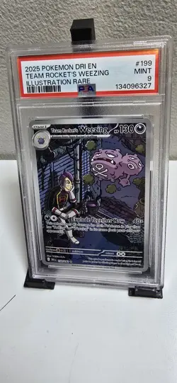 Pokemon TCG Destined Rivals Team Rockets Weezing PSA 9 199/182 Illustration Rare - Image 3