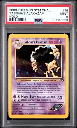 2000 POKEMON GYM CHALLENGE HOLO- #16 SABRINA'S ALAKAZAM PSA 9 - Image 1