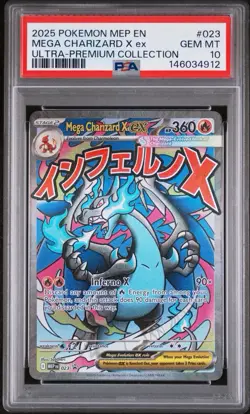 Pokemon TCG Mega Charizard X ex 023 Me: Mega Evolution Promo Holo PSA 10 360 HP - Image 1