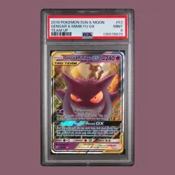 Gengar & Mimikyu GX 53/181 Pokemon Sun & Moon Tag Team Up #53 MINT PSA 9 - Image 1
