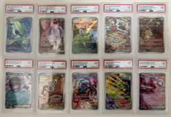 Pokemon PSA 9 All English 10 Card Lot | Mewtwo, Meowth, Wobbuffet & More! - Image 1