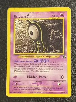 Unown A 33/75 Unlimited Edition Rare Pokemon Card TCG Neo Discovery VLP - Image 1