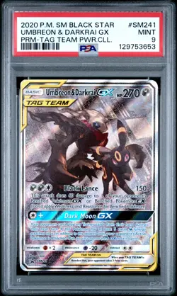 2020 POKEMON SM BLACK STAR PROMO TAG TEAM POWERS COLL UMBREON & DARKRAI GX PSA 9 - Image 1