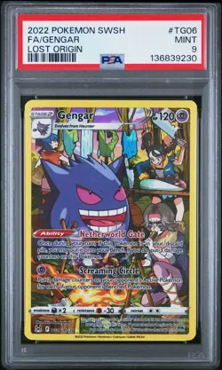 2022 POKEMON SWORD & SHIELD LOST ORIGIN TG06 FULL ART GENGAR PSA 9 - Image 1