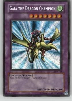 Gaia the Dragon Champion Secret Rare The Legend of Blue Eyes White Dragon LOB-12 - Image 1