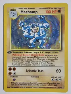 Machamp 8/102 - 1st Edition Base Set Holo Rare Pokemon Card 1999 - LP - Image 1