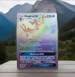 Pokemon TCG Kingdra GX Rainbow Full Art Dragon Majesty SM155 Black Star Promo - Image 1