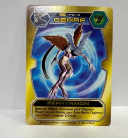 Zephyrmon DT-74 Hybrid Gold Foil Digimon D-Tector Card 2002 Bandai - Image 1