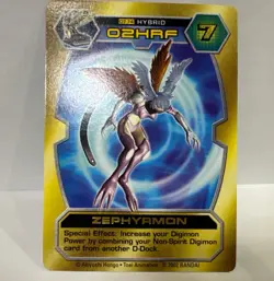 Zephyrmon DT-74 Hybrid Gold Foil Digimon D-Tector Card 2002 Bandai - Image 4