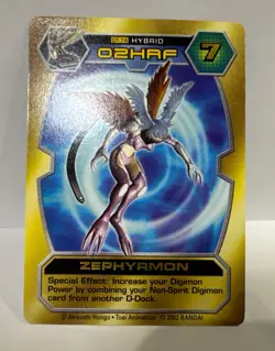 Zephyrmon DT-74 Hybrid Gold Foil Digimon D-Tector Card 2002 Bandai - Image 5