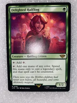 MTG Delighted Halfling Lord of the Rings LTR # 0158 Non-Foil NM Regular - Mana - Image 1