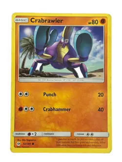 2017 Pokemon TCG Crabrawler Sun & Moon Base Set 72 Regular Common - Image 1