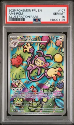 2025 POKEMON PFL EN-PHANTASMAL FLAMES | ILLUSTRATION RARE AMBIPOM 107 PSA 10 - Image 1