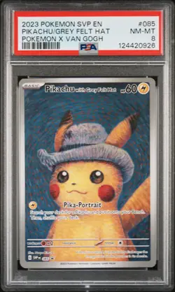 2023 POKEMON SVP EN-SV BLACK STAR PROMO #085 PIKACHU WITH GREY FELT HAT PSA 8 - Image 1