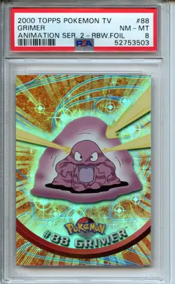2000 Topps Pokemon Tv Animation Series 2 #88 Grimer Animation Rainbow PSA 8 - Image 1