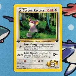 Lt. Surge's Rattata 85/132 Pokemon Gym Challenge 1st Edition LP + - Image 3