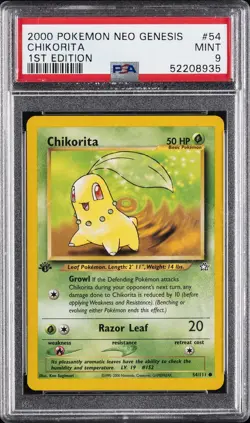 2000 POKEMON NEO GENESIS 1ST ED #54 CHIKORITA PSA 9 - Image 1