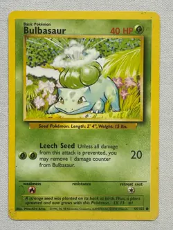 Bulbasaur 44/102 Common Base Set Pokemon Heavily Played - Image 1