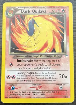 Dark Quilava 39/105 Pokemon TCG WOTC Neo Destiny Uncommon Heavily Played HP - Image 1