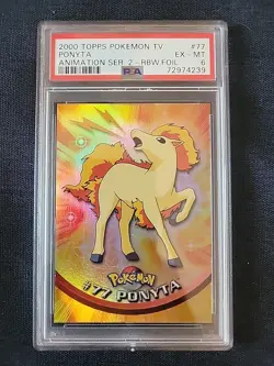 Psa 6 2000 Pokemon Topps Animation Series Ponyta Rainbow Foil #77 - Image 1