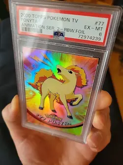 Psa 6 2000 Pokemon Topps Animation Series Ponyta Rainbow Foil #77 - Image 5