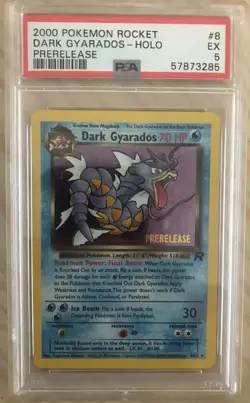 2000 Pokemon Team Rocket Dark Gyarados Holo Prerelease PSA 5 No. 8/82 #8 - Image 1