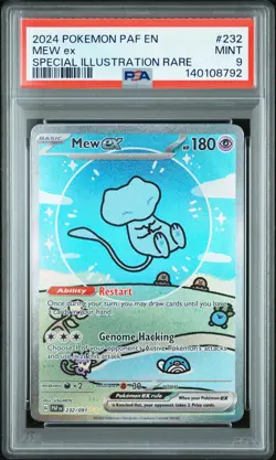 2024 POKEMON PAF EN-PALDEAN FATES SPECIAL ILLUSTRATION RARE #232 MEW EX PSA 9 - Image 1