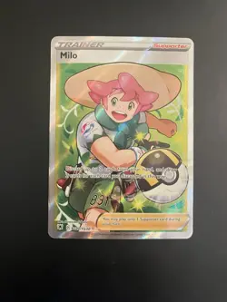 Pokemon Milo TG27/TG30 Sword & Shield Ultra Rare Full Art Holo Trainer Pokemon … - Image 1