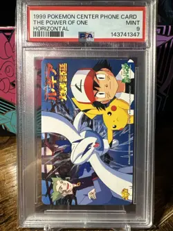 1999 Pokemon The Power Of One Horizontal Pokemon Center Phone Card PSA 9 - Image 1